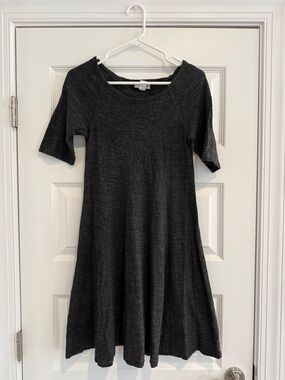 Ganni M Charcoal Short-Sleeve Mini Swing Dress